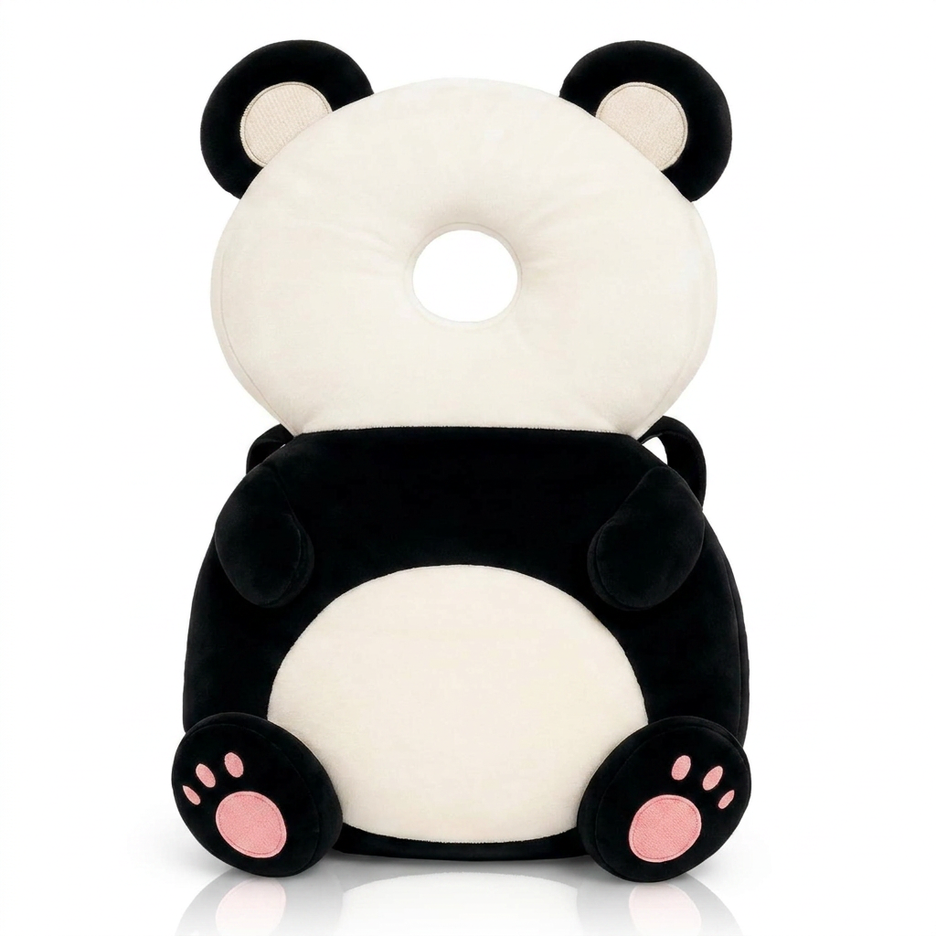 Tum Panda Edition baby head protector on white background